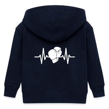 Heartbeat Boxing - Kids Organic Zip-up Hoodie by Stanley/Stella - navy - Back