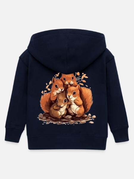 Eichhörnchen - Kinder Organic Kapuzenjacke Mini Cultivator von Stanley/Stella - Navy