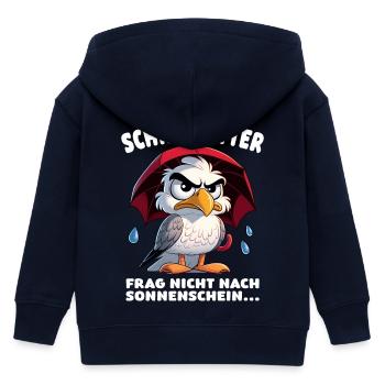 Schietwetter Spruch Lustige Möwe mit Regenschirm - Kinder Organic Kapuzenjacke Mini Cultivator von Stanley/Stella - Navy - Hinten
