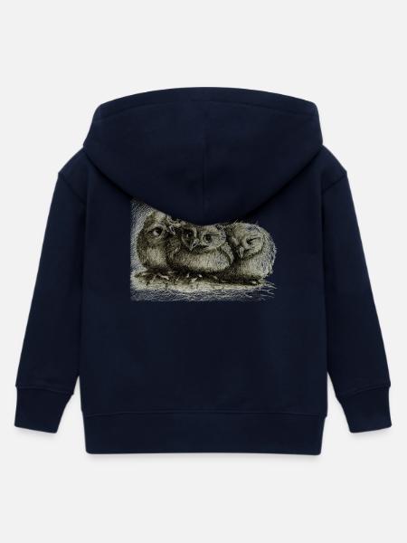 drei junge eulen - Kinder Organic Kapuzenjacke Mini Cultivator von Stanley/Stella - Navy