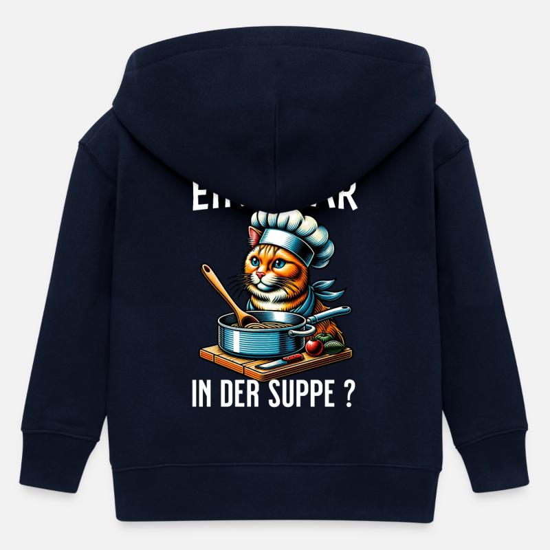 Un cheveu dans la soupe - design de chat mignon - Veste à capuche enfant bio Stanley/Stella - marine