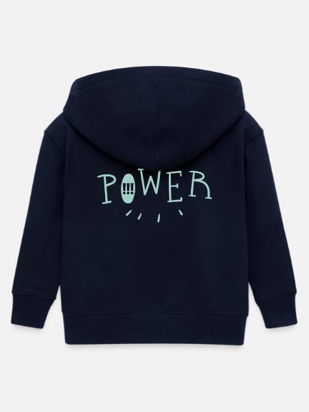 Die Drei !!! Schriftzug Power - Kinder Organic Kapuzenjacke Mini Cultivator von Stanley/Stella - Navy