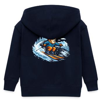 Lustiger Ski Hirsch – Comic Wintersport Motiv - Kinder Organic Kapuzenjacke Mini Cultivator von Stanley/Stella - Navy - Hinten