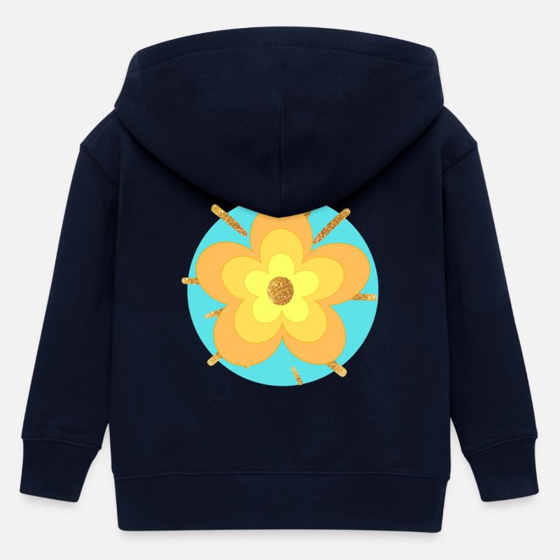 Fleur Jaune paillette - Veste à capuche enfant bio Stanley/Stella - marine