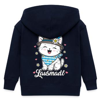 Lausmadl niedliche Katze Mädchen Trachten Ersatz - Kinder Organic Kapuzenjacke Mini Cultivator von Stanley/Stella - Navy - Hinten