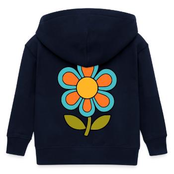 70er Jahre Blume Muster Retro flowerpower - Kinder Organic Kapuzenjacke Mini Cultivator von Stanley/Stella - Navy - Hinten