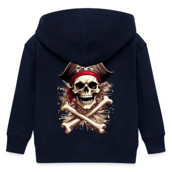 Pirat tête de mort Totenschädel Jolly Roger - Kinder Organic Kapuzenjacke Mini Cultivator von Stanley/Stella - Navy - Hinten