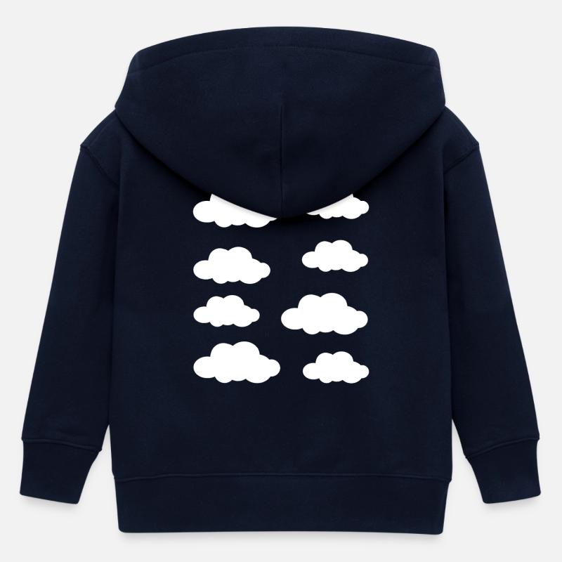Nuages blancs - Veste à capuche enfant bio Stanley/Stella - marine