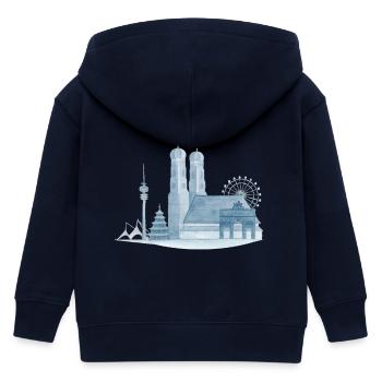 Horizon de Munich - Aquarelle peinte à la main - Veste à capuche enfant bio Stanley/Stella - marine - Dos