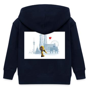 Münchner Kindl avec Munich Skyline - Veste à capuche enfant bio Stanley/Stella - marine - Dos