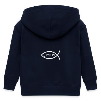 Jesusfisch weiß Ichthys Fisch Jesus - Kinder Organic Kapuzenjacke Mini Cultivator von Stanley/Stella - Navy - Hinten