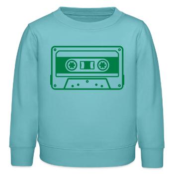 Kassette Retro Vintage Mixtape Symbol Logo - Kinder Organic Sweatshirt Mini Changer von Stanley/Stella - Pastelltürkis - Vorne - AI Model Kid Female (0cm)