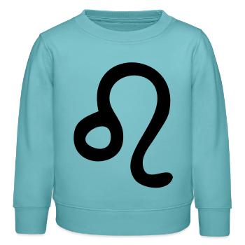 signe astrologique lion - Sweat enfant bio Stanley/Stella - turquoise pastel - Devant - AI Model Kid Female (0cm)