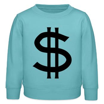 dollar sign - Kinder Organic Sweatshirt Mini Changer von Stanley/Stella - Pastelltürkis - Vorne - AI Model Kid Female (0cm)
