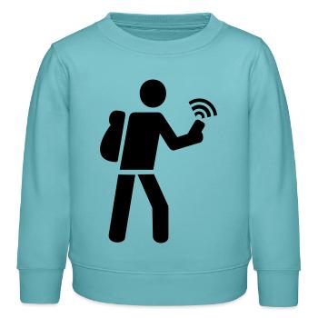 Geocaching - Kinder Organic Sweatshirt Mini Changer von Stanley/Stella - Pastelltürkis - Vorne - AI Model Kid Female (0cm)