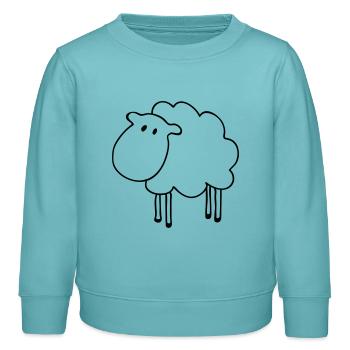 sheep mouton - Sweat enfant bio Stanley/Stella - turquoise pastel - Devant - AI Model Kid Female (0cm)