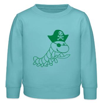 Raupe Säbel Piraten Kapitän Mütze Lustig Süß Comic - Kinder Organic Sweatshirt Mini Changer von Stanley/Stella - Pastelltürkis - Vorne - AI Model Kid Female (0cm)