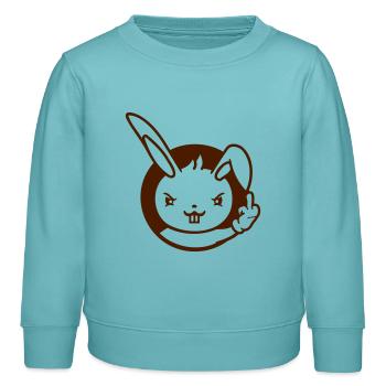 Lapin Majeur Montrer Méchant Coquin Insultant - Sweat enfant bio Stanley/Stella - turquoise pastel - Devant - AI Model Kid Female (0cm)