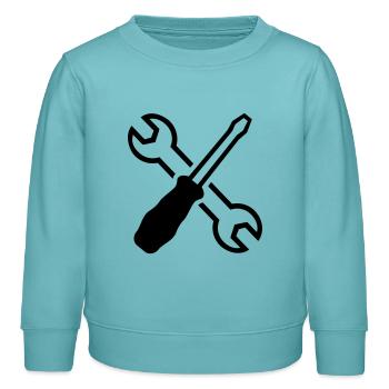 Outil - Sweat enfant bio Stanley/Stella - turquoise pastel - Devant - AI Model Kid Female (0cm)