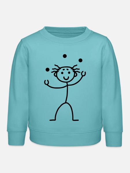 Strichmännchen - jonglieren - Kinder Organic Sweatshirt Mini Changer von Stanley/Stella - Pastelltürkis