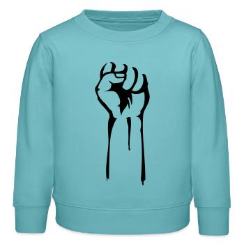 poing pochoir - Sweat enfant bio Stanley/Stella - turquoise pastel - Devant - AI Model Kid Female (0cm)