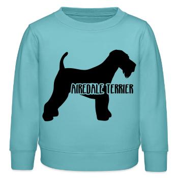 Airedale Terrier - Sweat enfant bio Stanley/Stella - turquoise pastel - Devant - AI Model Kid Female (0cm)