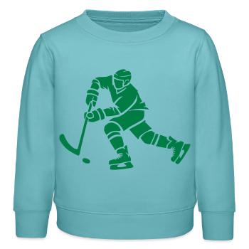 Joueurs de hockey - Sweat enfant bio Stanley/Stella - turquoise pastel - Devant - AI Model Kid Female (0cm)
