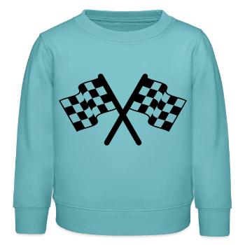 racing flags sport - Sweat enfant bio Stanley/Stella - turquoise pastel - Devant - AI Model Kid Female (0cm)
