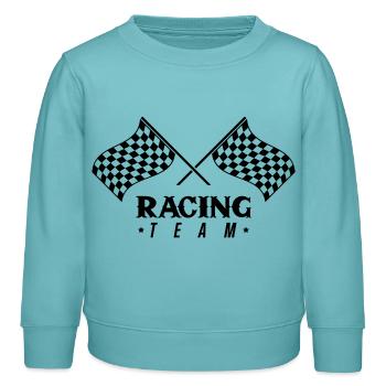Équipe Racing Flag - Sweat enfant bio Stanley/Stella - turquoise pastel - Devant - AI Model Kid Female (0cm)