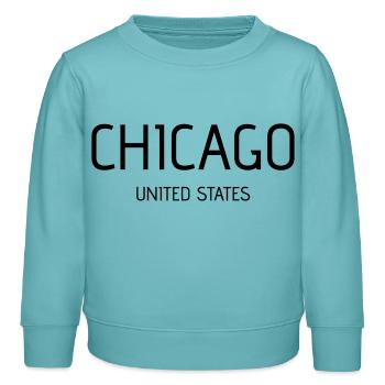 Chicago - Sweat enfant bio Stanley/Stella - turquoise pastel - Devant - AI Model Kid Female (0cm)