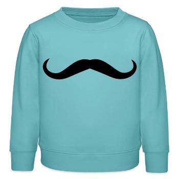 moustache - Sweat enfant bio Stanley/Stella - turquoise pastel - Devant - AI Model Kid Female (0cm)
