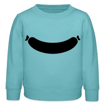 Saucisse - Sweat enfant bio Stanley/Stella - turquoise pastel - Devant - AI Model Kid Female (0cm)