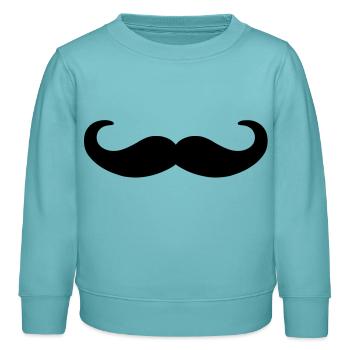 moustache - Sweat enfant bio Stanley/Stella - turquoise pastel - Devant - AI Model Kid Female (0cm)