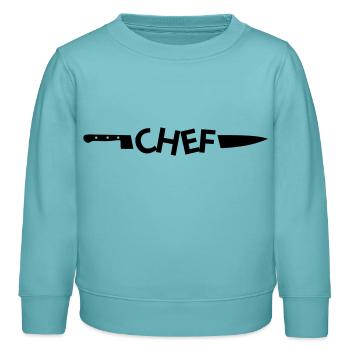 Chef couteau - Sweat enfant bio Stanley/Stella - turquoise pastel - Devant - AI Model Kid Female (0cm)