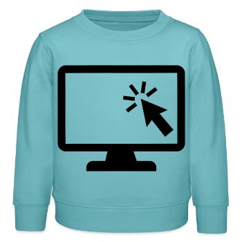 Ordinateur - Sweat enfant bio Stanley/Stella - turquoise pastel - Devant - AI Model Kid Female (0cm)