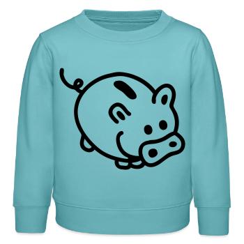 Tirelire - Line - Sweat enfant bio Stanley/Stella - turquoise pastel - Devant - AI Model Kid Female (0cm)
