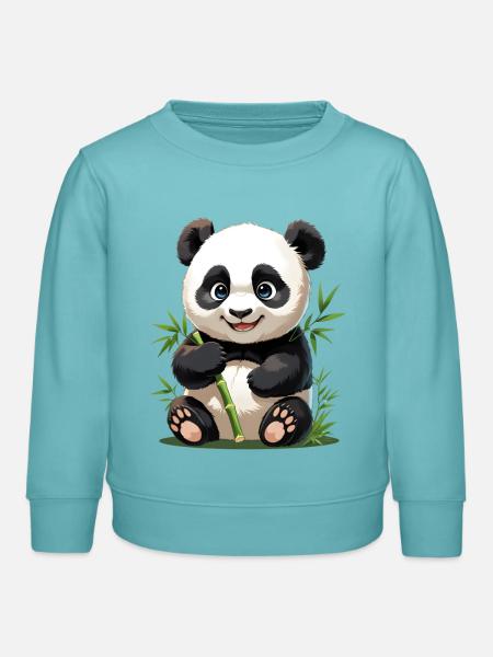 Baby- Panda - Kinder Organic Sweatshirt Mini Changer von Stanley/Stella - Pastelltürkis
