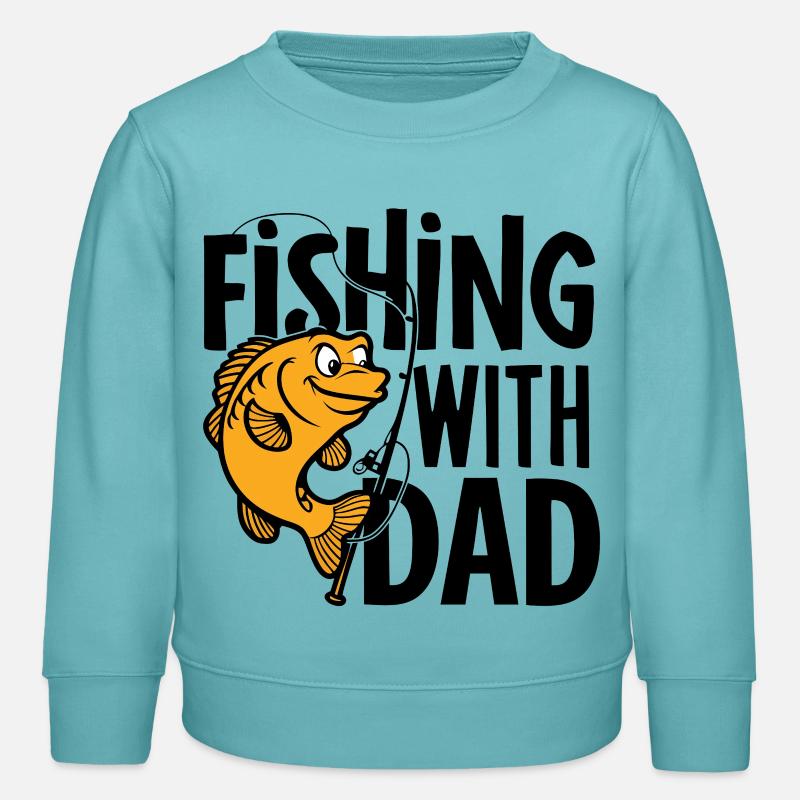 Pêcher avec papa - Sweat enfant bio Stanley/Stella - turquoise pastel