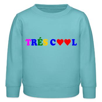 Trés cool - Sweat enfant bio Stanley/Stella - turquoise pastel - Devant - AI Model Kid Female (0cm)