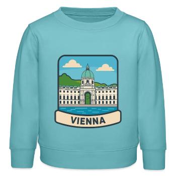 Wiener Austria Hofburg Palac Retro-Reiseabzeichen - Kinder Organic Sweatshirt Mini Changer von Stanley/Stella - Pastelltürkis - Vorne - AI Model Kid Female (0cm)