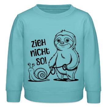 Zieh nicht so - Schnecke und Faultier - Kinder Organic Sweatshirt Mini Changer von Stanley/Stella - Pastelltürkis - Vorne - AI Model Kid Female (0cm)