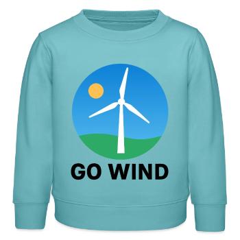 Für Windenergie – Klar und nachhaltig - Kinder Organic Sweatshirt Mini Changer von Stanley/Stella - Pastelltürkis - Vorne - AI Model Kid Female (0cm)
