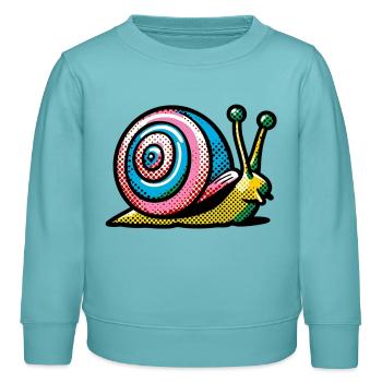 Escargot - Sweat enfant bio Stanley/Stella - turquoise pastel - Devant - AI Model Kid Female (0cm)