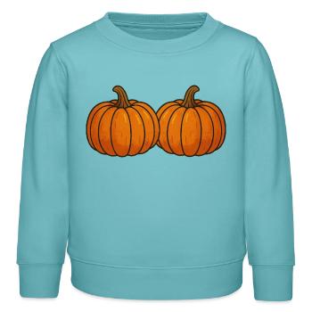 Zwei Kürbisse im Herbstlicht - Kinder Organic Sweatshirt Mini Changer von Stanley/Stella - Pastelltürkis - Vorne - AI Model Kid Female (0cm)