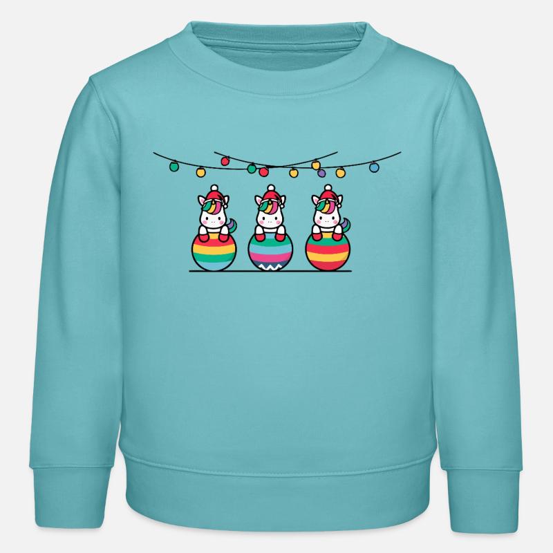 3 Einhörner Weihnachtskugeln Freunde - Kinder Organic Sweatshirt Mini Changer von Stanley/Stella - Pastelltürkis