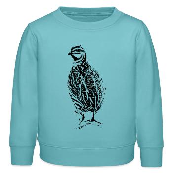Conception de caille - Sweat enfant bio Stanley/Stella - turquoise pastel - Devant - AI Model Kid Female (0cm)
