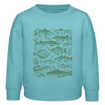Angeln, Fischarten, Fischkunde, Angler Geschenk - Kinder Organic Sweatshirt Mini Changer von Stanley/Stella - Pastelltürkis - Vorne - AI Model Kid Female (0cm)