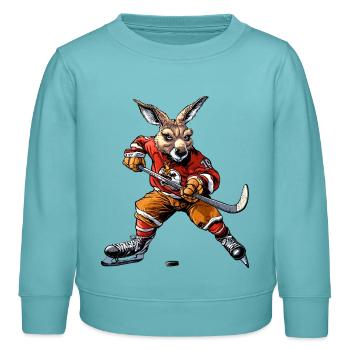 Kängurus Eishockey - Kinder Organic Sweatshirt Mini Changer von Stanley/Stella - Pastelltürkis - Vorne - AI Model Kid Female (0cm)