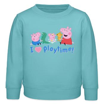 Peppa Pig Design Peppa With George And Evie - Kids Organic Sweatshirt by Stanley/Stella - pastel turquoise - Front - AI Model Kid Female (0cm)