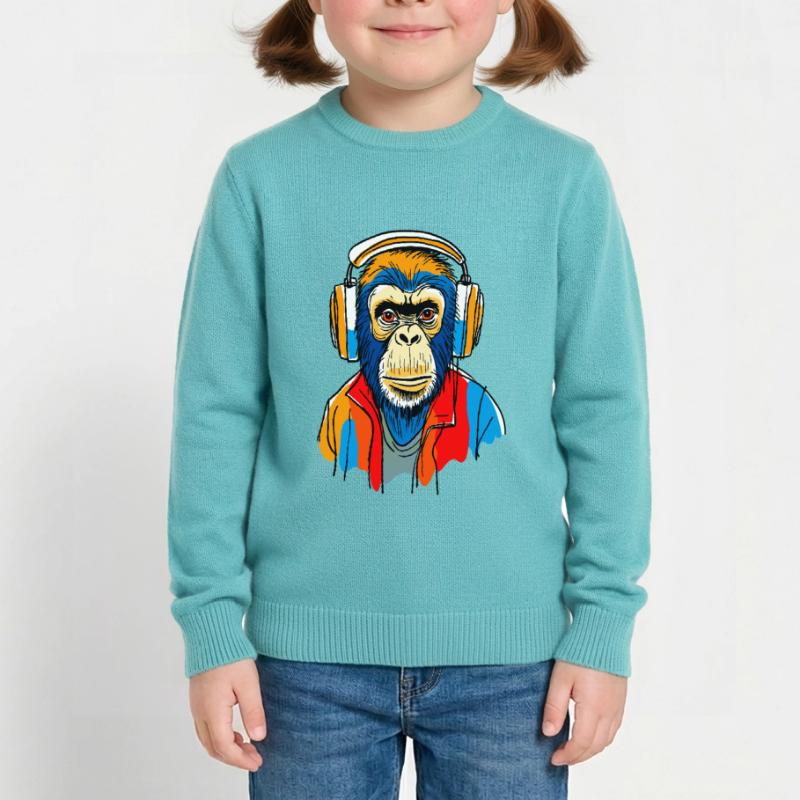 Affe mit Kopfhörern Kinder Organic Sweatshirt Mini Changer von Stanley/Stella
